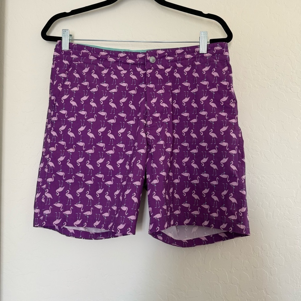 Bonobos Mens Flamingo Print Swim Trunks Purple Board Shorts 7 Inch Inseam 30